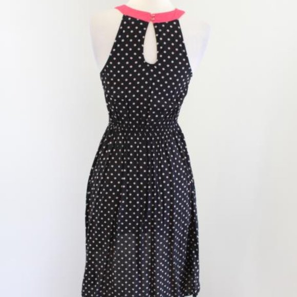 Lilka Anthropologie Black Lark Polka Dot Hi Lo Dress Size L - Picture 14 of 14